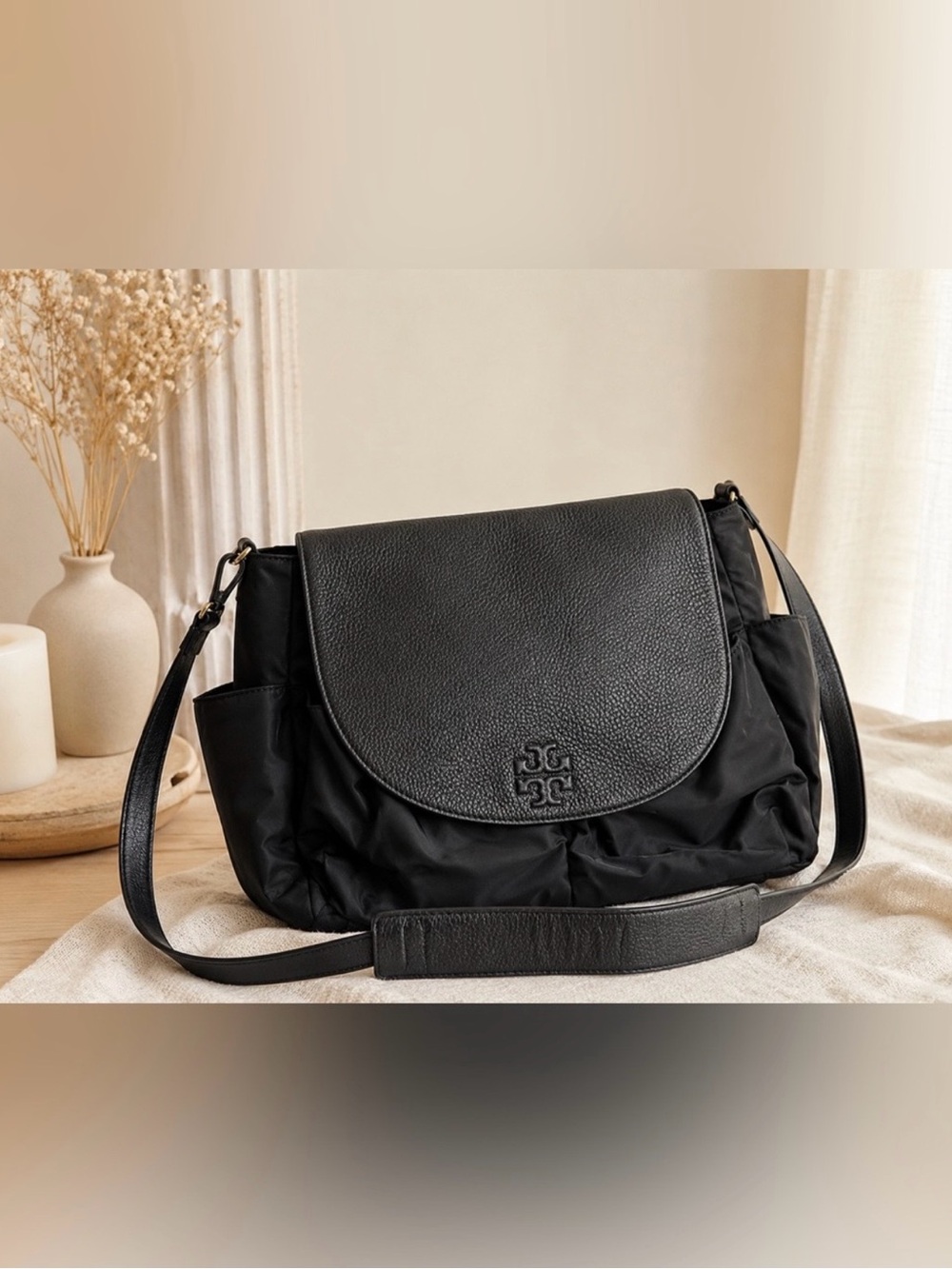 Tory Burch Black Nylon Crossbody Messenger Bag